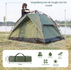 Sens Design Pop Up Tent - Tent - 2-3 Personen -Kampeeruitrusting 1200x1180