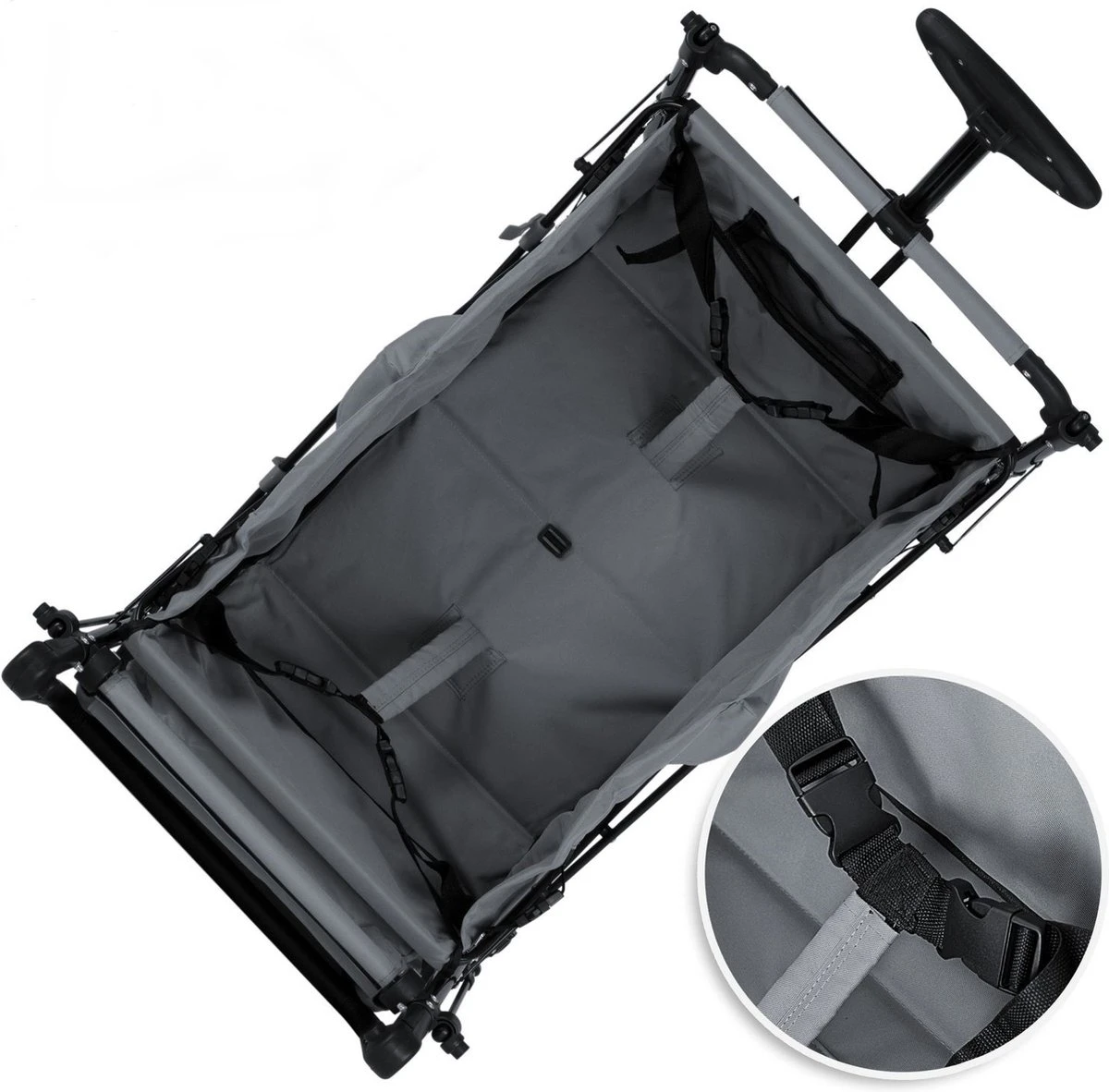 Rijoka Luxe Opvouwbare Bolderkar/Bolderwagen | Met Dakje En Draagtas | Marine Blauw 4 Rijoka Luxe Opvouwbare Bolderkar/Bolderwagen | Met Dakje En Draagtas | Marine Blauw - Afbeelding 4