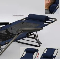 Ligstoel 180x60cm - Opvouwbaar Campingstoel Ligbed Strandstoel Tuinstoel Vouwligstoel Blauw -Kampeeruitrusting 1200x1184 8