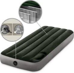 Intex Luchtbed - 1-Persoons - 76 X 191 X 25 Cm - Groen - Met Ingebouwde Voetpomp + Hoeslaken Wit + Reparatieset -Kampeeruitrusting 1200x1189 2