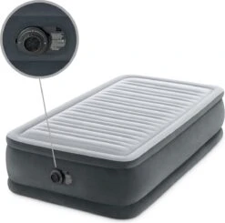 Intex Luchtbed - 1-Persoons - 99 X 191 X 46 Cm - Grijs - Met Ingebouwde Pomp, Hoeslaken Antraciet En Reparatieset -Kampeeruitrusting 1200x1190 4