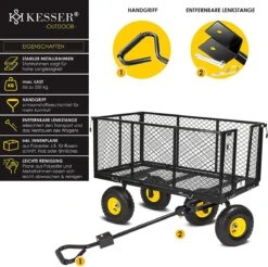 Exxen KESSER® Bolderkar, 550 Kg Belastbaar, Tuinwagen, Transportwagen, Tuinwagen, Uitneembaar Zeil, Gereedschapswagen, Handwagen, Veelzijdig Inzetbaar, Zwart -Kampeeruitrusting 1200x1194 3