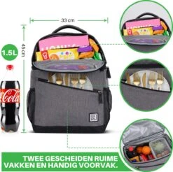 Brisby 4 Laags Geïsoleerde Koeltas Rugzak - 25 Liter - Met Handige Vakken Voor Bestek En Essentials - Waterafstotend Materiaal - Donkergrijs -Kampeeruitrusting 1200x1196 25
