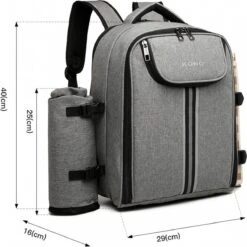 Kono Koeltas - Koelrugzak - Picknick - Picknicktas Met Flessenhouder - Koelrugtas Met Picknickkleed - Grijs (E6915 GY) -Kampeeruitrusting 1200x1199 10