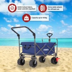 AREBOS Handkar | Transportwagen | Apparatuurwagen | Opvouwbaar | Duwstang| Blauw -Kampeeruitrusting 1200x1200 1016