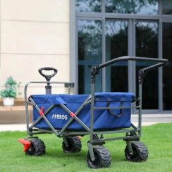 AREBOS Handkar | Transportwagen | Apparatuurwagen | Opvouwbaar | Duwstang| Blauw -Kampeeruitrusting 1200x1200 1017