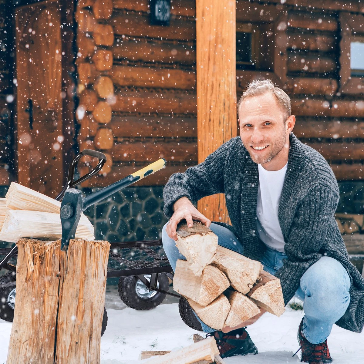 Relaxdays Bolderkar Tuin - Platte Tuinwagen - Luchtbanden - 200 Kg - Transportkar - Staal 4 Relaxdays Bolderkar Tuin - Platte Tuinwagen - Luchtbanden - 200 Kg - Transportkar - Staal - Afbeelding 4