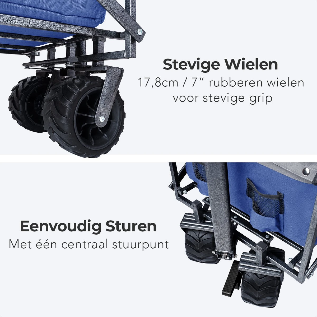 LifeGoods Bolderkar - Opvouwbaar - Tot 80KG - 94L - Wasbaar Polyester - 98x45cm - Blauw/Grijs 9 LifeGoods Bolderkar - Opvouwbaar - Tot 80KG - 94L - Wasbaar Polyester - 98x45cm - Blauw/Grijs - Afbeelding 9