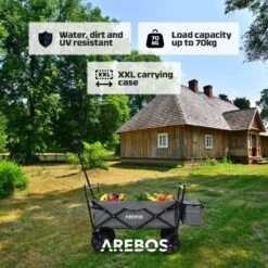 AREBOS Handwagen Vouwbare Dak Handwagen Vouwbare Trolley Uitrustingswagen Grijs -Kampeeruitrusting 1200x1200 1045