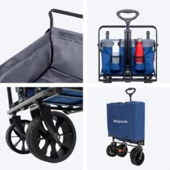 LifeGoods Bolderkar - Opvouwbaar - Tot 120KG - 103L - Extra Draagtas En Duwstang - Wasbaar Polyester - 98x45cm - Blauw/Grijs -Kampeeruitrusting 1200x1200 1075