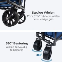 LifeGoods Bolderkar - Opvouwbaar - Tot 120KG - 103L - Extra Draagtas En Duwstang - Wasbaar Polyester - 98x45cm - Blauw/Grijs -Kampeeruitrusting 1200x1200 1078