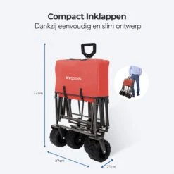 LifeGoods Bolderkar - Opvouwbaar - Tot 80KG - 94L - Wasbaar Polyester - 98x45cm - Rood/Grijs -Kampeeruitrusting 1200x1200 1090
