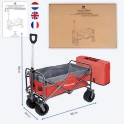 LifeGoods Bolderkar - Opvouwbaar - Tot 80KG - 94L - Wasbaar Polyester - 98x45cm - Rood/Grijs -Kampeeruitrusting 1200x1200 1092