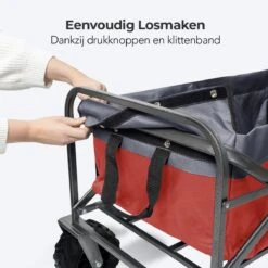 LifeGoods Bolderkar - Opvouwbaar - Tot 80KG - 94L - Wasbaar Polyester - 98x45cm - Rood/Grijs -Kampeeruitrusting 1200x1200 1094
