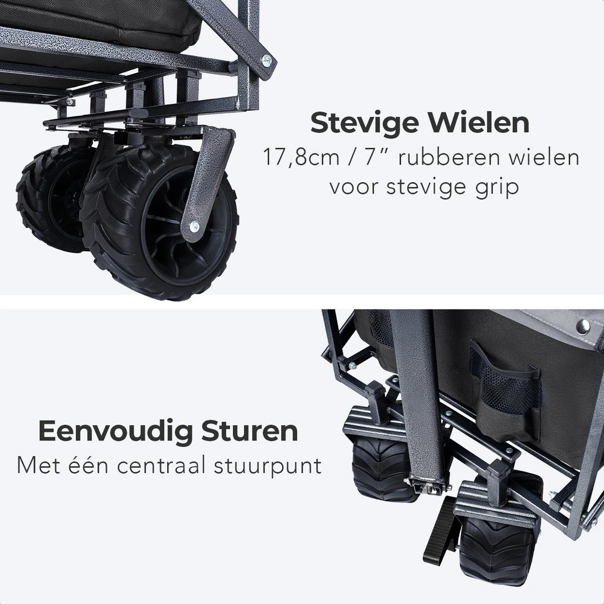 LifeGoods Bolderkar - Opvouwbaar - Tot 80KG - 94L - Wasbaar Polyester - 98x45cm - Zwart/Grijs 10 LifeGoods Bolderkar - Opvouwbaar - Tot 80KG - 94L - Wasbaar Polyester - 98x45cm - Zwart/Grijs - Afbeelding 10