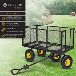 Exxen KESSER® Bolderkar, 550 Kg Belastbaar, Tuinwagen, Transportwagen, Tuinwagen, Uitneembaar Zeil, Gereedschapswagen, Handwagen, Veelzijdig Inzetbaar, Zwart -Kampeeruitrusting 1200x1200 1123