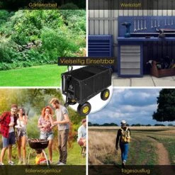 Exxen KESSER® Bolderkar, 550 Kg Belastbaar, Tuinwagen, Transportwagen, Tuinwagen, Uitneembaar Zeil, Gereedschapswagen, Handwagen, Veelzijdig Inzetbaar, Zwart -Kampeeruitrusting 1200x1200 1124