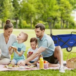 LifeGoods Bolderkar - Opvouwbaar - Draaibare Wielen - 2 Standen - 70KG Draagkracht - Blauw -Kampeeruitrusting 1200x1200 1130