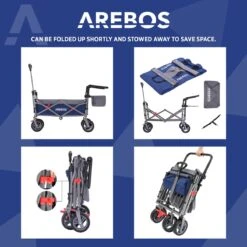 AREBOS Premium Steekwagen Met Dak Opvouwbare Tuinkar Handkar Bolderkar Blauw / Grijs 20 AREBOS Premium Steekwagen Met Dak Opvouwbare Tuinkar Handkar Bolderkar Blauw / Grijs -Kampeeruitrusting 1200x1200 1198