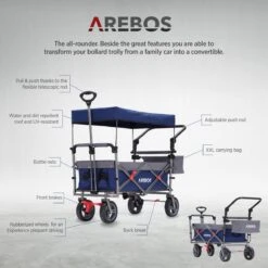 AREBOS Premium Steekwagen Met Dak Opvouwbare Tuinkar Handkar Bolderkar Blauw / Grijs 21 AREBOS Premium Steekwagen Met Dak Opvouwbare Tuinkar Handkar Bolderkar Blauw / Grijs -Kampeeruitrusting 1200x1200 1199