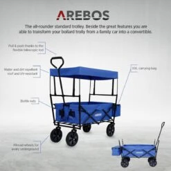 AREBOS Handwagen Vouwbare Dak Handwagen Vouwbare Trolley Uitrustingswagen Blauw 19 AREBOS Handwagen Vouwbare Dak Handwagen Vouwbare Trolley Uitrustingswagen Blauw -Kampeeruitrusting 1200x1200 1215