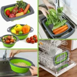 Buxibo - 3-Delige Keuken Vergiet Set Inklapbaar Groen/Grijs 34 Buxibo - 3-Delige Keuken Vergiet Set Inklapbaar Groen/Grijs -Kampeeruitrusting 1200x1200 1257