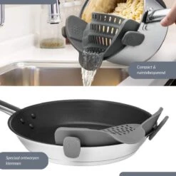 SensaHome- Siliconen Vergiet - Keuken Afgietdeksel - Afgiethulp - Siliconen - BPA Vrij - Grijs -Kampeeruitrusting 1200x1200 1290