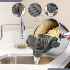 SensaHome- Siliconen Vergiet - Keuken Afgietdeksel - Afgiethulp - Siliconen - BPA Vrij - Grijs -Kampeeruitrusting 1200x1200 1291