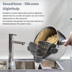 SensaHome- Siliconen Vergiet - Keuken Afgietdeksel - Afgiethulp - Siliconen - BPA Vrij - Grijs -Kampeeruitrusting 1200x1200 1296