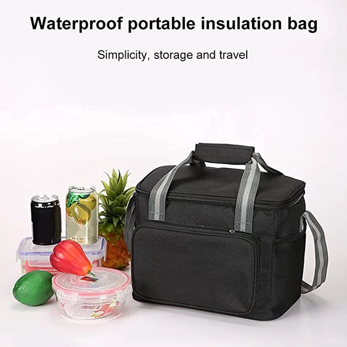 IBright Koeltas Opvouwbaar 15 Liter - 4 Laags Geïsoleerde Lunchtas - Waterdicht - Zwart 3 IBright Koeltas Opvouwbaar 15 Liter - 4 Laags Geïsoleerde Lunchtas - Waterdicht - Zwart - Afbeelding 3