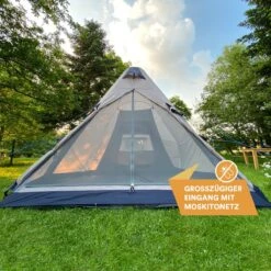 Skandika Tipi Kotona Air Opblaasbare Tent – Opblaasbare Tenten - 4 Persoons Tipi Tent – Tenten - Campingtent – Ingenaaide Tentvloer – Muggengaas – 260 Cm Stahoogte – 490 X 370 X 260 (L X B X H) – Outdoor, Camping, Tuin – Luchttent - Kamperen - Beige -Kampeeruitrusting 1200x1200 152