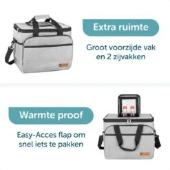 ForDig Koeltas XL Grijs (30 Liter) - Gemaakt Van 600D Polyester Met PEVA-Voering - Ruimte Voor 40 Blikjes Of 20 Halve Liter Flessen - Opvouwbaar Koel Tas Met Easy-Acces Flap - Ruimte Voor Bestek - Picknick Cool Bag - Coolerbag - Grote Cooler -Kampeeruitrusting 1200x1200 1593