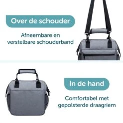 ForDig Lunchtas Grijs - Koeltas Gemaakt Van 600D Polyester Met PEVA-Voering - Ruimte Voor Lunchtrommel / Snacks / Blikjes - Koel Tas Met Mesh Opbergruimtes En Ruimte Voor Bestek - Lunch Tas Cool Bag - Coolerbag - Kleine Cooler -Kampeeruitrusting 1200x1200 1642