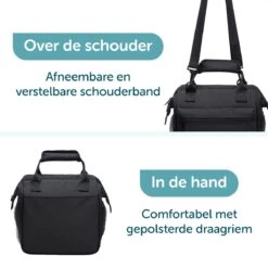 ForDig Lunchtas Zwart - Koeltas Gemaakt Van 600D Polyester Met PEVA-Voering - Ruimte Voor Lunchtrommel / Snacks / Blikjes - Koel Tas Met Mesh Opbergruimtes En Ruimte Voor Bestek - Lunch Tas Cool Bag - Coolerbag - Kleine Cooler -Kampeeruitrusting 1200x1200 1695
