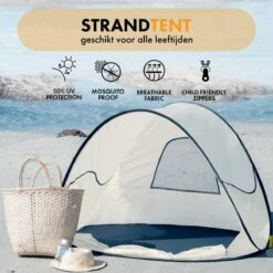 Deryan Luxe Pop Up Strandtent - Anti-UV 50+ - Cream -Kampeeruitrusting 1200x1200 174