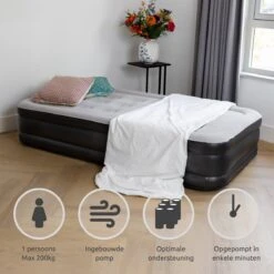 BluMill Eenpersoons Luchtbed - Met Ingebouwde Pomp - Luchtbed Zelfopblazend - Incl. Draagtas - 191x99x36 Cm -Kampeeruitrusting 1200x1200 261