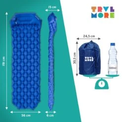 TRVLMORE Slaapmat - Zelfopblazend - 1 Persoons - Ingebouwde Pomp En Kussen - Blauw -Kampeeruitrusting 1200x1200 408
