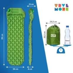 TRVLMORE Slaapmat - Zelfopblazend - 1 Persoons - Ingebouwde Pomp En Kussen - Groen -Kampeeruitrusting 1200x1200 420
