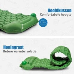 TRVLMORE Slaapmat - Zelfopblazend - 1 Persoons - Ingebouwde Pomp En Kussen - Groen -Kampeeruitrusting 1200x1200 422