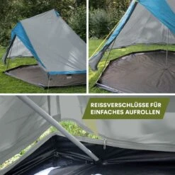 Skandika Tipii II Tent – Tipi-tenten – Teepee – 8 Persoons Campingtent – Muggengaas – 250 Cm Stahoogte – Uitneembare Tentvloer – 3000 Mm Waterkolom – Indische Tent, Partytent, Festivaltent – Outdoor, Camping, Tuin – Kamperen – Grijs/turquoise -Kampeeruitrusting 1200x1200 48