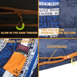 Dutch Mountains Slaapzak Goeree XL - Kussen 25x15cm - 220x90cm Katoenen Slaapzak - Tochtstrip -Kampeeruitrusting 1200x1200 566