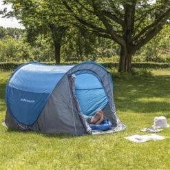 Dunlop Pop Up Tent 220 X 120 X 90 Cm - Grijs/ Blauw - 1 Persoons -Kampeeruitrusting 1200x1200 65