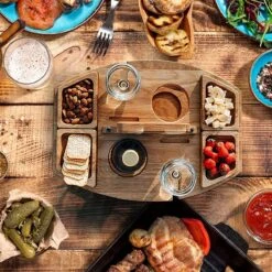 Merkloos Houten Outdoor Wijntafel Draagbare Houten Picknicktafel Mini Campingtafels Met Wijnglas Houder Voor Tuin Outdoor Camping Picknick Strand - Plataan Hout - Wijn -Kampeeruitrusting 1200x1200 687