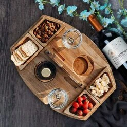 Merkloos Houten Outdoor Wijntafel Draagbare Houten Picknicktafel Mini Campingtafels Met Wijnglas Houder Voor Tuin Outdoor Camping Picknick Strand - Plataan Hout - Wijn -Kampeeruitrusting 1200x1200 688