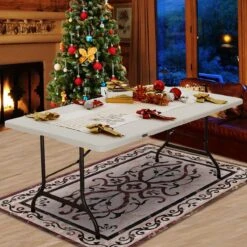 Casaria Tuintafel Opvouwbaar – Met Draaggreep 220x70 Cm – Wit -Kampeeruitrusting 1200x1200 695