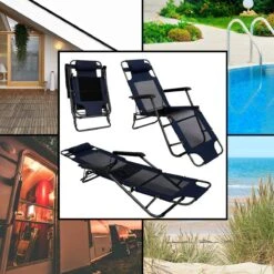 Ligstoel 180x60cm - Opvouwbaar Campingstoel Ligbed Strandstoel Tuinstoel Vouwligstoel Blauw -Kampeeruitrusting 1200x1200 776