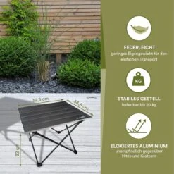Skandika Ruka S Kleine Campingtafel – Campingtafels - Aluminium Campingtafel, Opvouwbaar, Zeer Licht, Eenvoudig Te Monteren, Stabiele Standaard - Opvouwtafel Voor Kamperen, Tenten Wandelen, Reizen, Thuis, Tuin – Tot Max. 20 Kg. - Grijs -Kampeeruitrusting 1200x1200 824