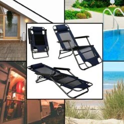 Ligstoel 155x60cm - Opvouwbaar Campingstoel Ligbed Strandstoel Tuinstoel Vouwligstoel Blauw -Kampeeruitrusting 1200x1200 871