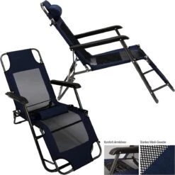 Ligstoel 155x60cm - Opvouwbaar Campingstoel Ligbed Strandstoel Tuinstoel Vouwligstoel Blauw -Kampeeruitrusting 1200x1200 875