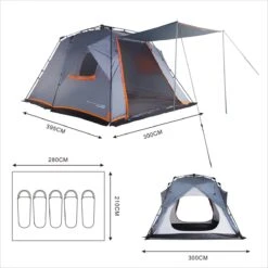 Where Tomorrow Gezinstent Met Zonnendak 300X395X200 Cm- Grijs - 5 Persoons -Kampeeruitrusting 1200x1200 93